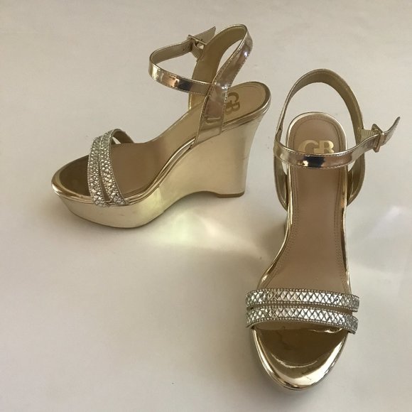 Gianni Bini Shoes - Gianni Bini Gold Beaded Platform Heels